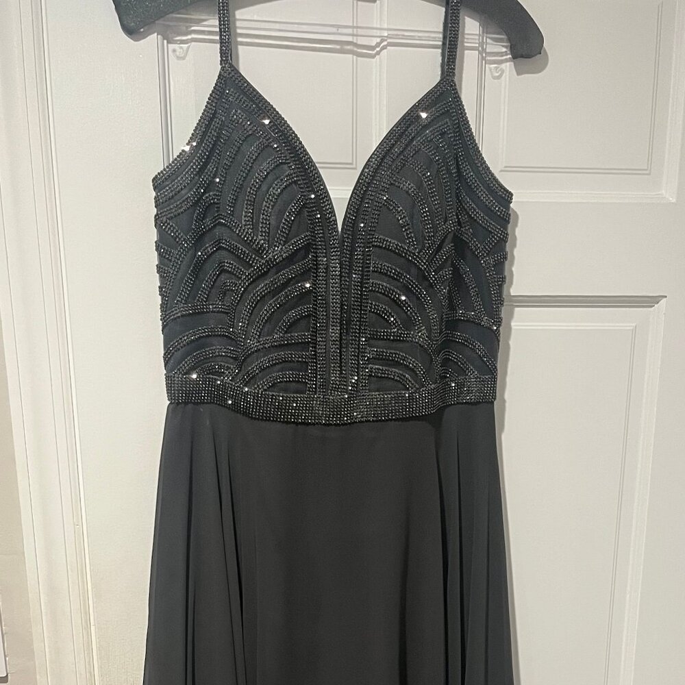 JVN by Jovani Black Sequin Prom Dress